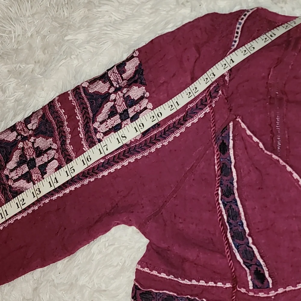 Free People Bohemian Burgundy Embroidered Dress